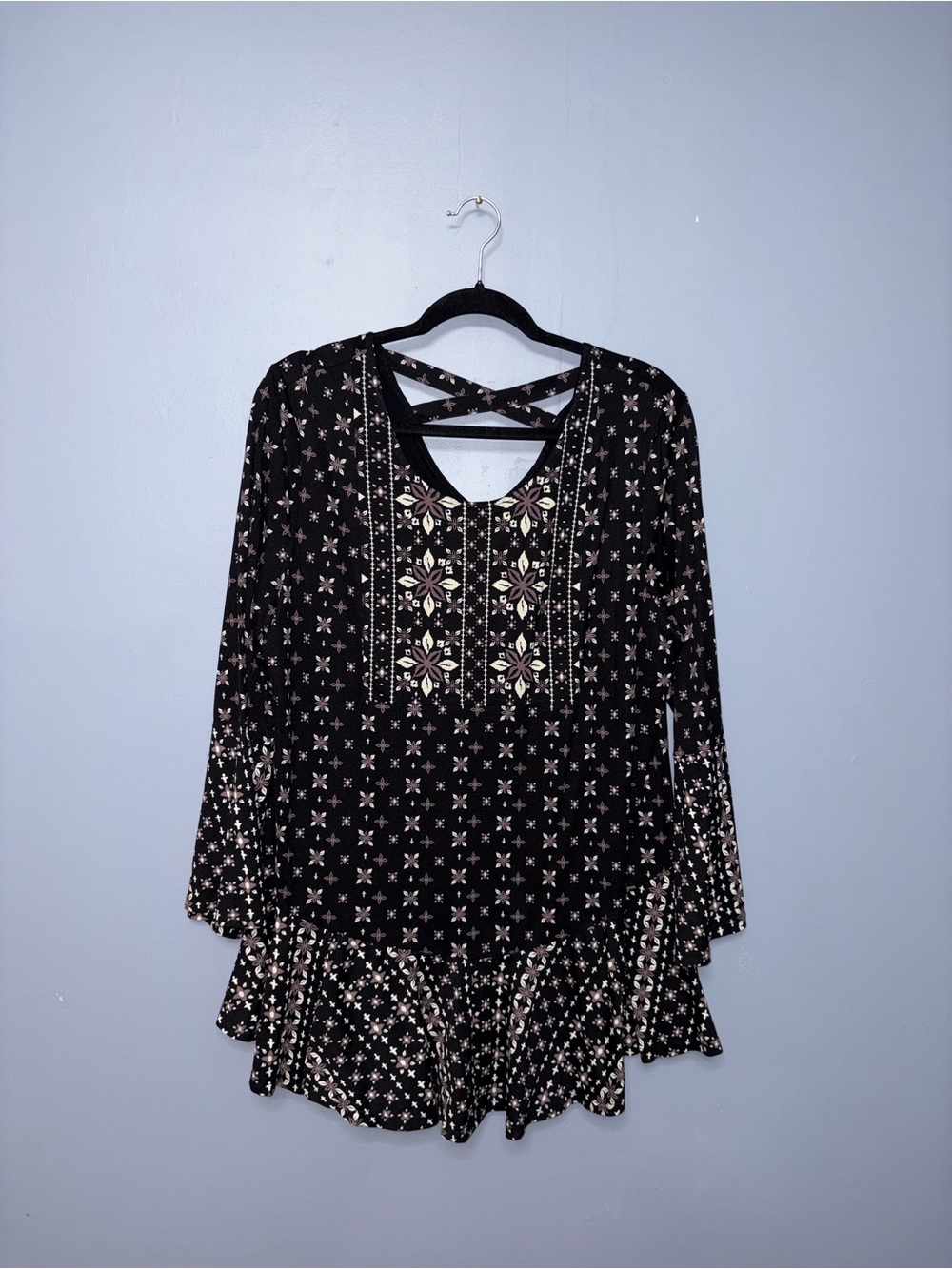 Style & Co | Black Printed Blouse | Size Large